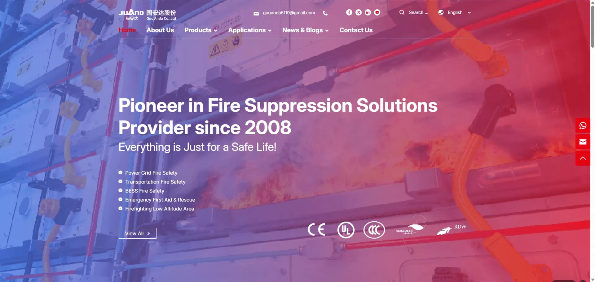 Guo Anda JUAND fire suppression system manufacturer China - industrial and BESS fire safety