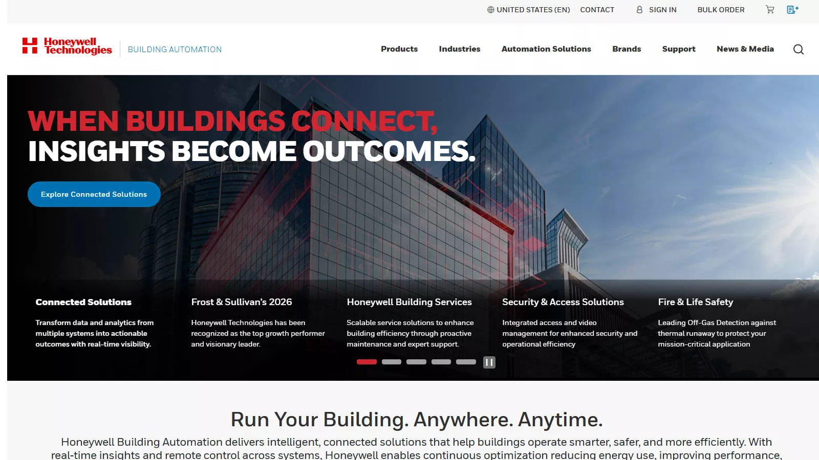 Honeywell Building Automation fire and life safety website homepage
