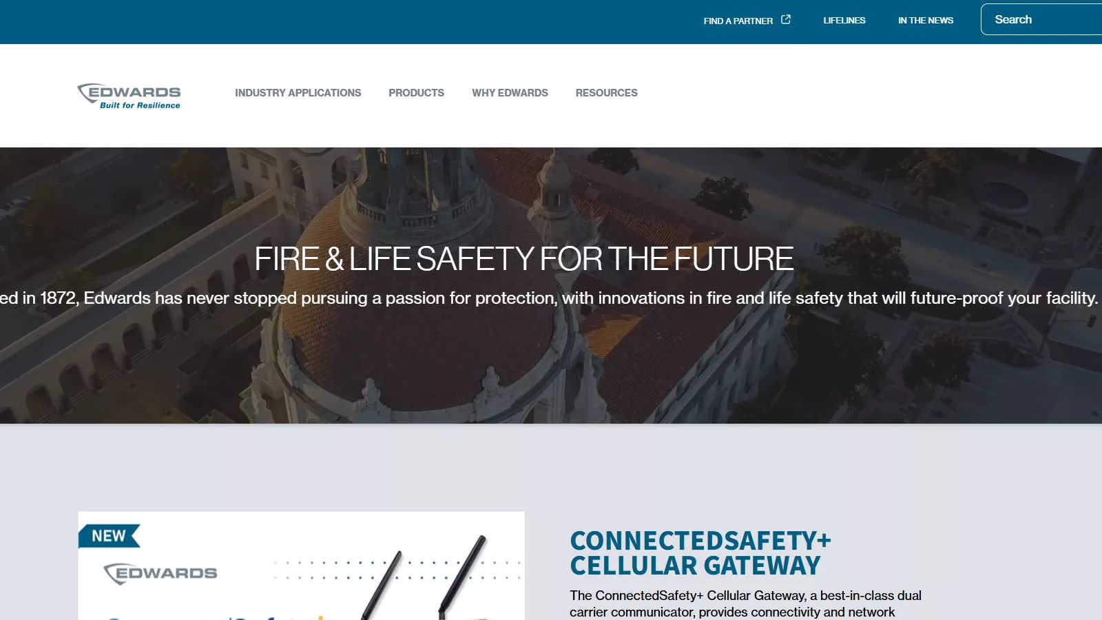 Edwards fire alarm and life safety systems website homepage