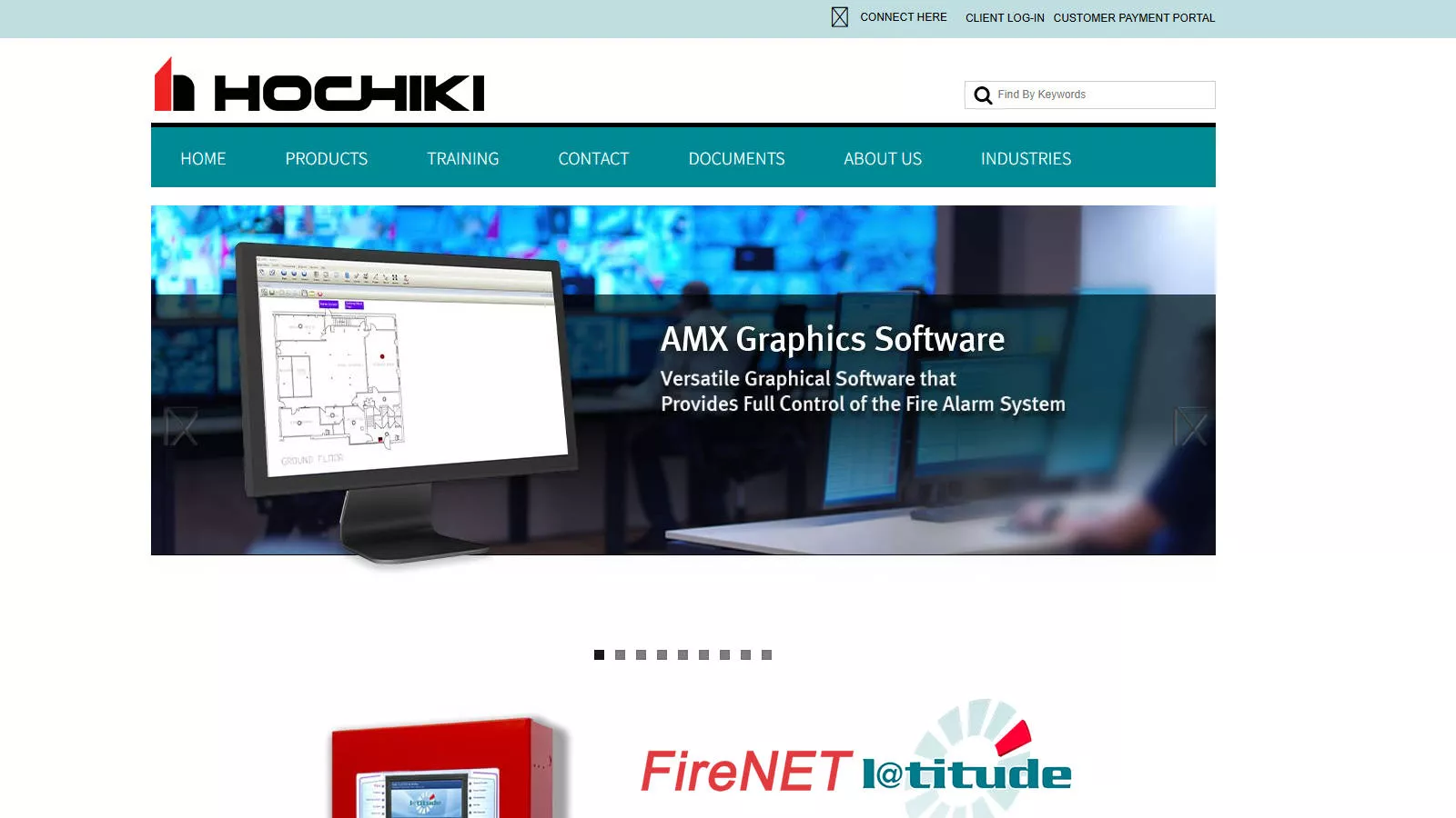 Hochiki fire alarm systems and FireNET panel website homepage