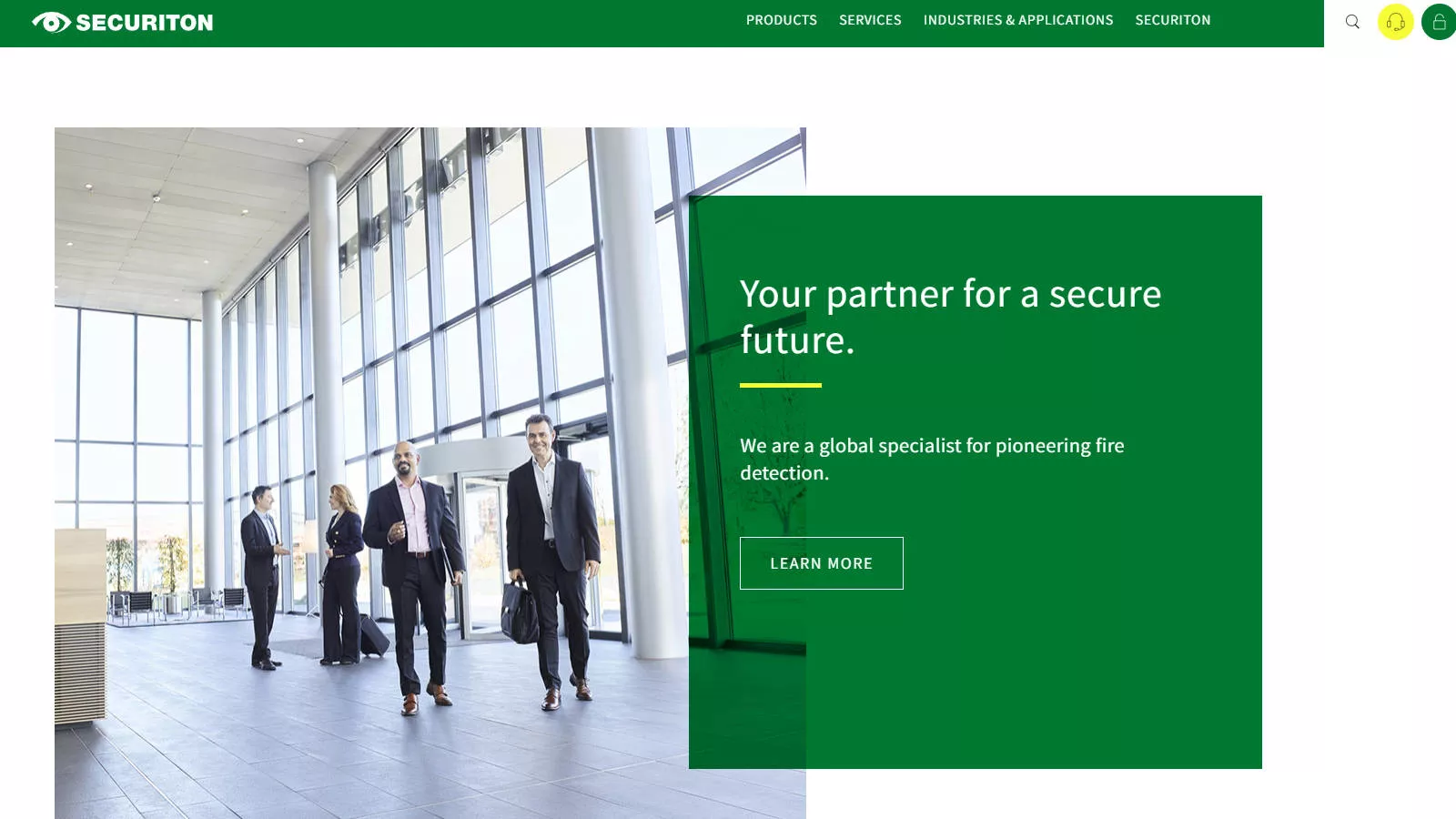Securiton fire detection systems website homepage